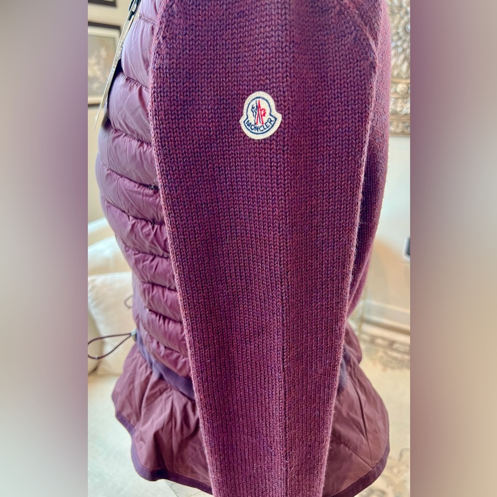 Moncler Burgundy Lightweight Puffer Cardigan Size Small - Picture 2 of 11